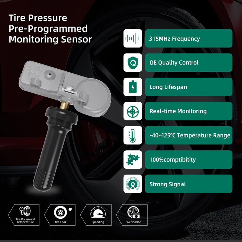 CDWTPS TPMS Sensor, 4Pack 315MHz Tire Pressure Monitor Sensors Compatible with Buick GMC Chevy Cadillac Replace#13581558 13598771,13598772,13586335,20923680 - Image 3
